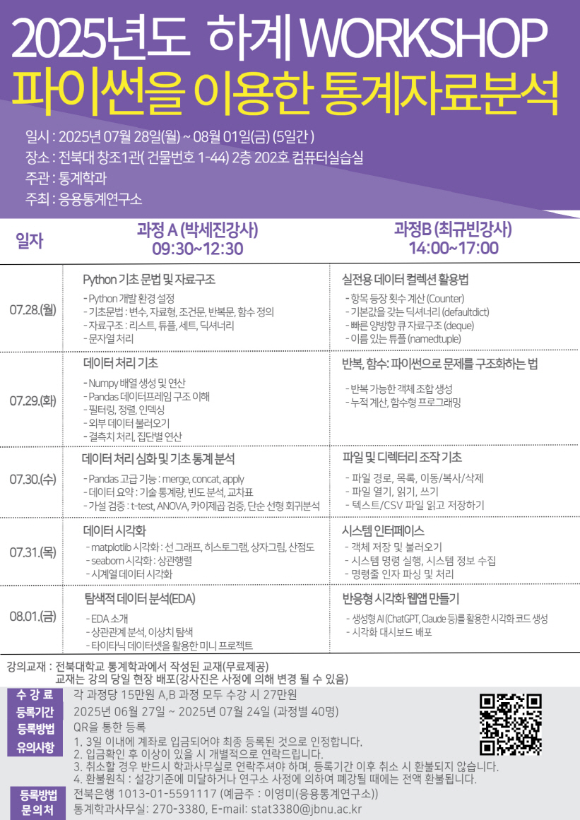 2025년 하계 워크샵 파이썬을 이용한 통계자료분석 특강